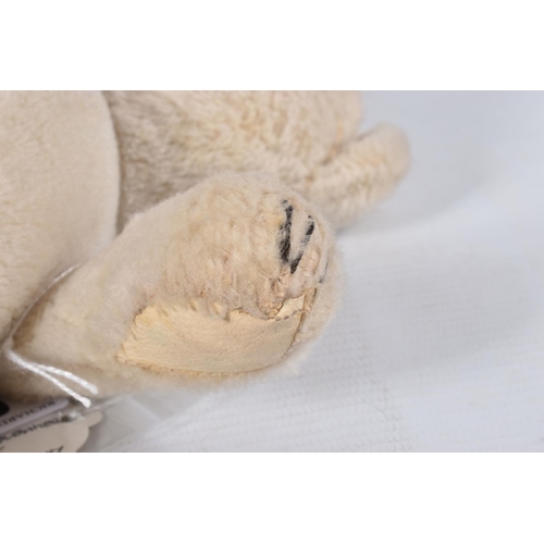 66 - A FARNELL ALPHA TYPE WHITE MOHAIR TEDDY BEAR, c.1930's, original amber and black glass eyes, horizon... 