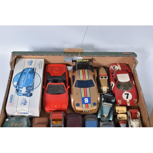 76 - A QUANTITY OF UNBOXED AND ASSORTED PLAYWORN DIECAST VEHICLES, to include Spot-On Armstrong Siddeley ... 