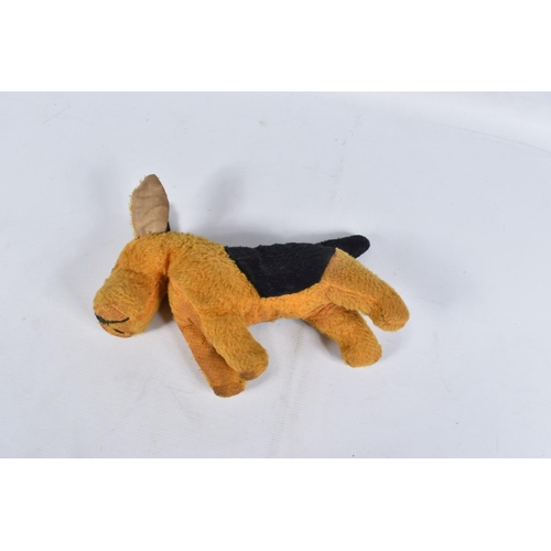 77 - A QUANTITY OF ASSORTED TOYS, Tara? golden plush teddy bear, amber and black plastic eyes, moulded pl... 