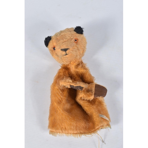 77 - A QUANTITY OF ASSORTED TOYS, Tara? golden plush teddy bear, amber and black plastic eyes, moulded pl... 