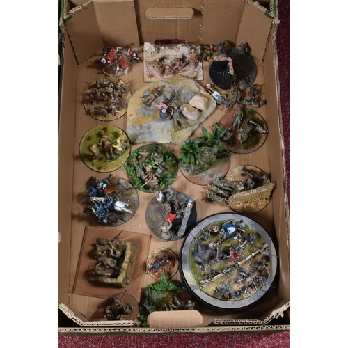 78 - A QUANTITY OF ASSORTED MILITARY DIORAMAS, mainly plastic figures in assorted scales, scenes from var... 