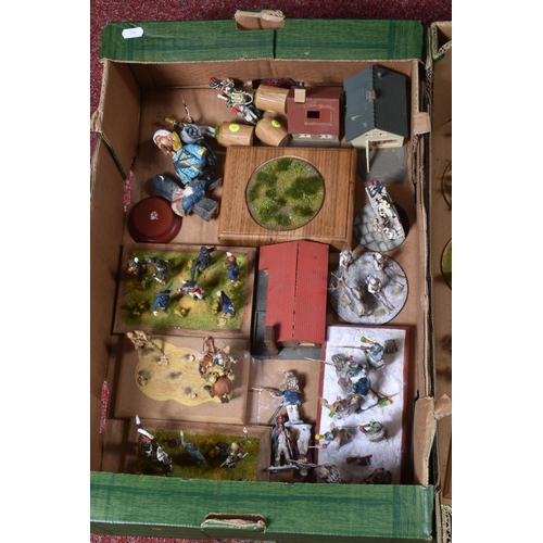 78 - A QUANTITY OF ASSORTED MILITARY DIORAMAS, mainly plastic figures in assorted scales, scenes from var... 