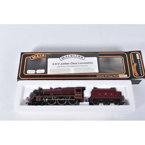 86 - FOUR BOXED MAINLINE OO GAUGE JUBILEE CLASS LOCOMOTIVES, 'Leander' No.5690, L.M.S. lined maroon liver... 