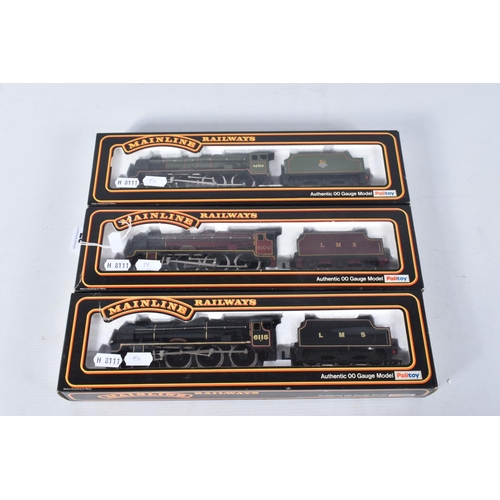 87 - THREE BOXED MAINLINE OO GAUGE REBUILT ROYAL SCOT CLASS LOCOMOTIVES, 'Royal Scot' No.6100, L.M.S. lin... 