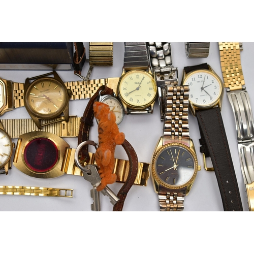 73 - A BOX OF ASSORTED WRISTWATCHES, to include a gents gold plated, 'Matthey-Doret' Electronic, fitted w... 