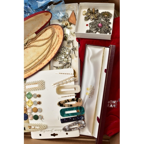 79 - A BOX OF ASSORTED COSTUME JEWELLERY AND OTHER ITEMS, to include a 'Blitz' ultra 2000 jewellery clean... 