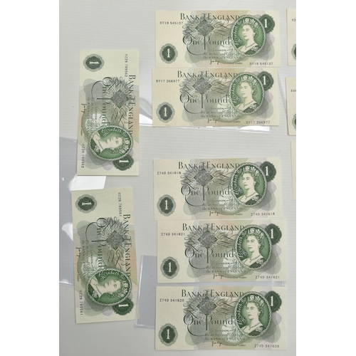 91 - A QUANTITY OF BANK OF ENGLAND TEN SHILLING 9 (Fforde) and one pound (Page and Sommerset) 49, with ma... 