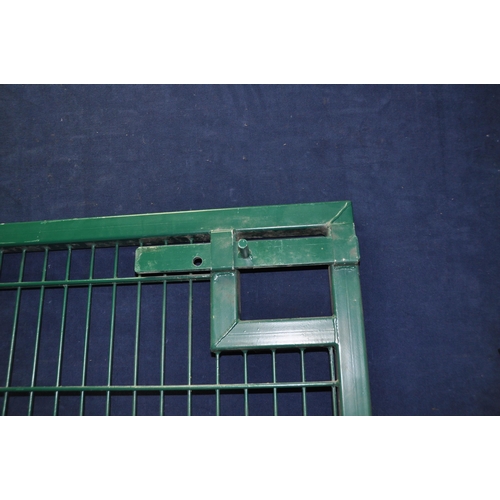 1051 - A HEAVY DUTY GATE constructed from a 5cm box section with two hinge eyes on one edge and a sliding c... 