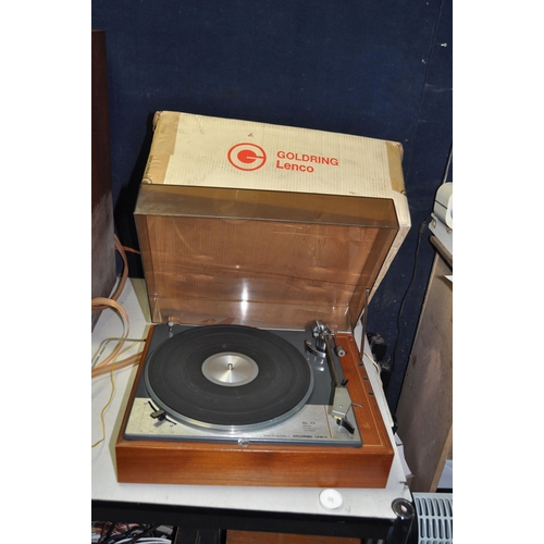 1056 - A GOLDRING LENCO GL75 TRANSCRIPTION TURNTABLE with Shure M55E cartridge, smoked plexiglass lid and o... 