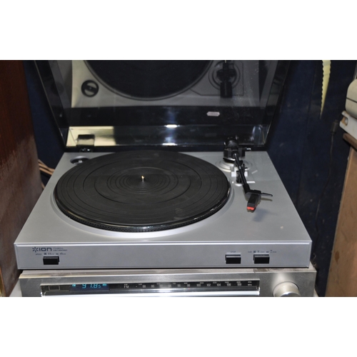 1057 - AN AKAI AM-2850 VINTAGE INTERGRATED AMPLIFIER with original box, a vintage Sansui TU-S5 tuner, an IO... 