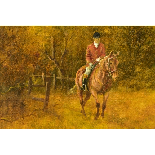 304 - B. COLLINS (20TH CENTURY) A HUNTING SCENE WITH HORSES AND HOUNDS, signed bottom right oil on canvas,... 