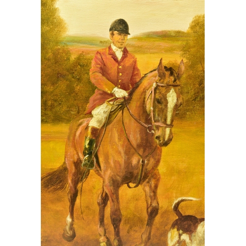 304 - B. COLLINS (20TH CENTURY) A HUNTING SCENE WITH HORSES AND HOUNDS, signed bottom right oil on canvas,... 