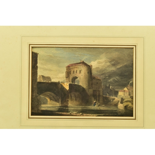 309 - ATTRIUBUTED TO JOHN VARLEY (19TH CENTURY) 'MONNOW BRIDGE, MONMOUTH', a river landscape featuring the... 