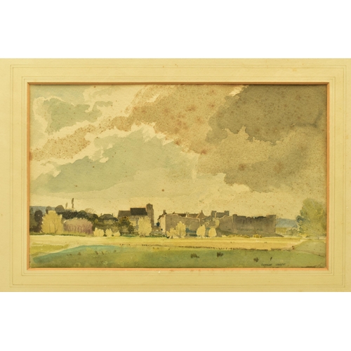 310 - CHARLES KNIGHT (1901-1990) THE OLD WALLS AT VENDOME, a French landscape with distant town, signed bo... 