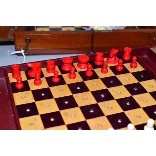 351 - POSSIBLE LITERARY CONNECTION: TWO TRAVELLING CHESS SETS, one with a possible Siegfried Sassoon conne... 