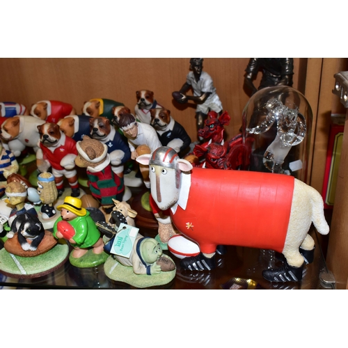 359 - A COLLECTION OF RUGBY THEMED FIGURES, ETC, over forty pieces to include a Leonardo Silver Dreams fig... 