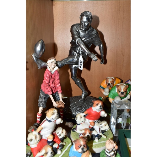 359 - A COLLECTION OF RUGBY THEMED FIGURES, ETC, over forty pieces to include a Leonardo Silver Dreams fig... 