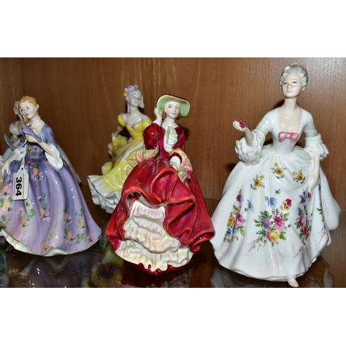 364 - SIX ROYAL DOULTON FIGURINES, comprising Nicola HN2839, First Dance HN2803 (second quality with minor... 