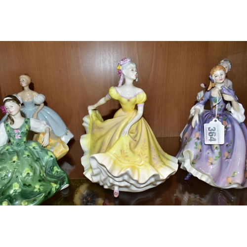 364 - SIX ROYAL DOULTON FIGURINES, comprising Nicola HN2839, First Dance HN2803 (second quality with minor... 