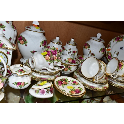 373 - A GROUP OF ROYAL ALBERT 'OLD COUNTRY ROSES' TEAWARES, comprising four side plates (marked as second ... 