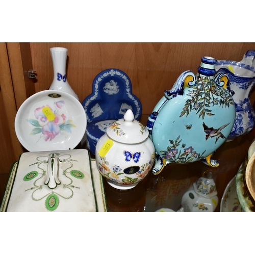 393 - A COLLECTION OF MISCELLANEOUS CERAMICS, comprising a Royal Doulton Kingsware Memories pitcher with a... 