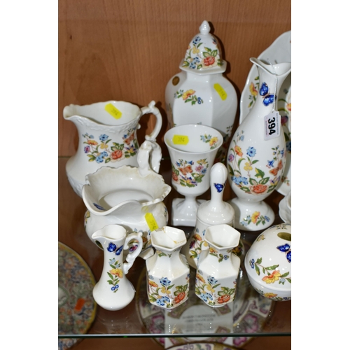 394 - A QUANTITY OF AYNSLEY 'COTTAGE GARDEN' PATTERN GIFTWARE, comprising a table lamp, three pin dishes (... 