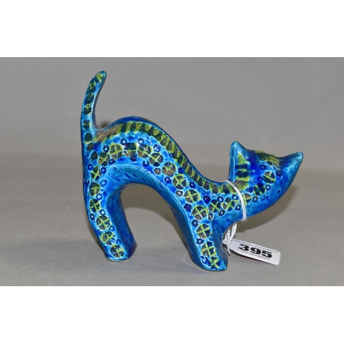 395 - A MID CENTURY BITOSSI STYLE CAT, blue and green colourway, height 11.5cm (1) (Condition Report: a fe... 