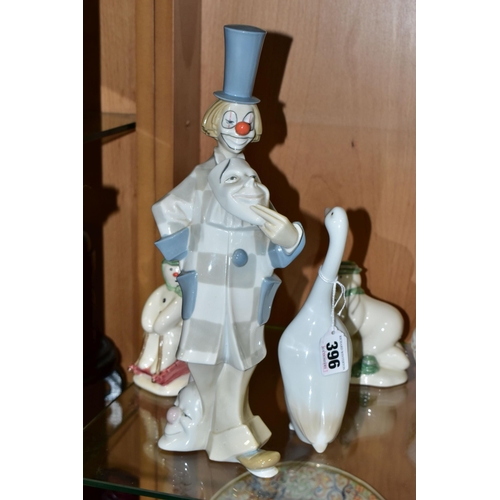 396 - A LLADRO FIGURINE AND ONE SIMILAR, TOGETHER WITH TWO ROYAL DOULTON SNOWMEN, comprising 'Building The... 