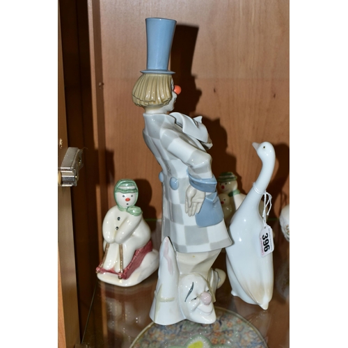 396 - A LLADRO FIGURINE AND ONE SIMILAR, TOGETHER WITH TWO ROYAL DOULTON SNOWMEN, comprising 'Building The... 