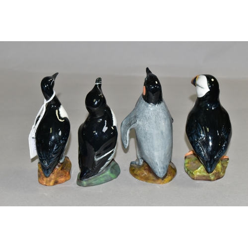 399 - A SET OF FOUR RARE ROYAL DOULTON CHINA SEA BIRD FIGURES, believed to be one of only four sets made, ... 