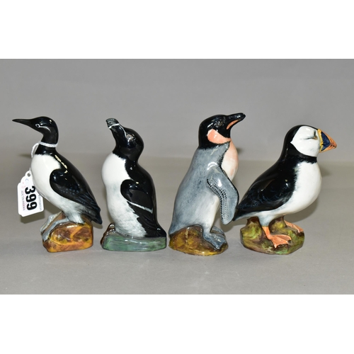 399 - A SET OF FOUR RARE ROYAL DOULTON CHINA SEA BIRD FIGURES, believed to be one of only four sets made, ... 