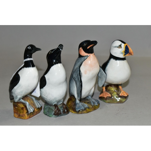 399 - A SET OF FOUR RARE ROYAL DOULTON CHINA SEA BIRD FIGURES, believed to be one of only four sets made, ... 