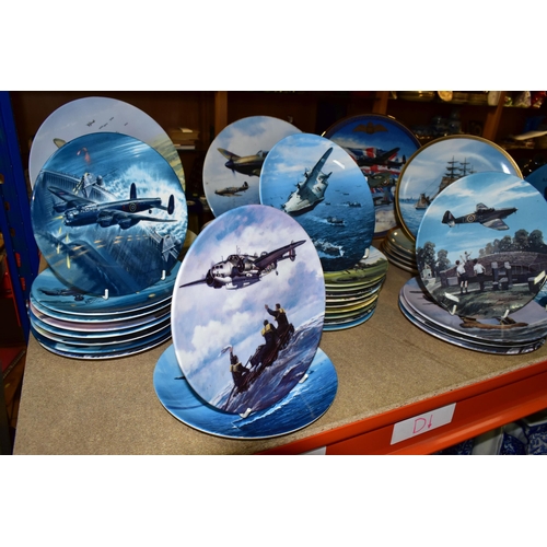 419 - THIRTY NINE MILITARY THEMED COLLECTORS PLATES, mainly decorated with second world war aircraft, to i... 