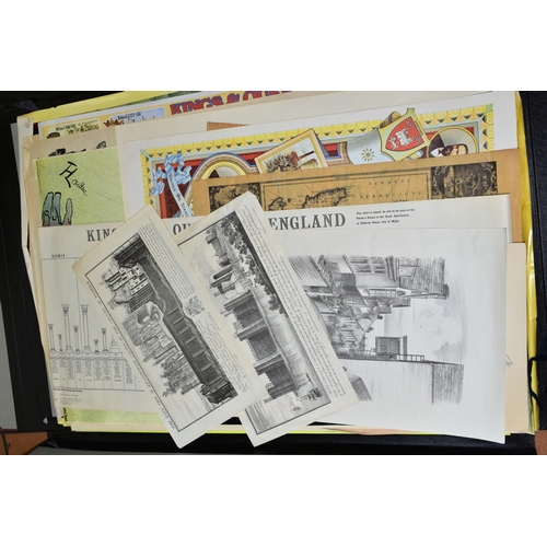 442 - A BOX AND LOOSE ASSORTED PRINTS ETC, to include a watercolour depicting a street market circa 1940's... 