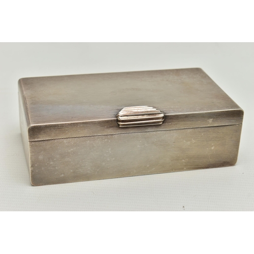 151 - AN ELIZABETH II, 'MAPPIN & WEBB' SILVER CIGARETTE BOX, of a rectangular form, engine turned pattern ... 