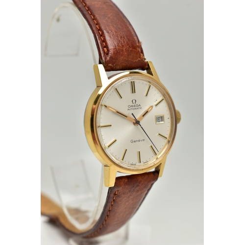 28 - A GENTS 'OMEGA AUTOMATIC' WRISTWATCH, round silver dial signed 'Omega Automatic Geneve', baton marke... 