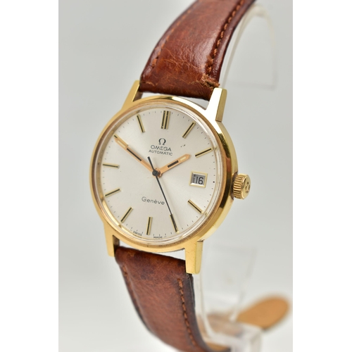 28 - A GENTS 'OMEGA AUTOMATIC' WRISTWATCH, round silver dial signed 'Omega Automatic Geneve', baton marke... 