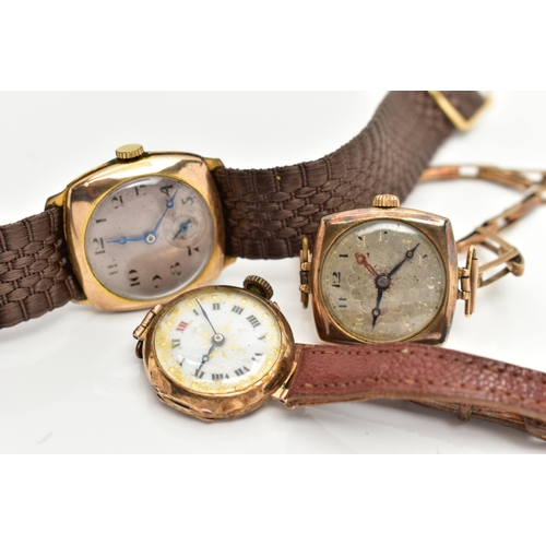 38 - A LADYS 9CT GOLD 'ROLEX' WRISTWATCH AND TWO MID 20TH CENTURY WATCHES, the first a ladys manual wind ... 