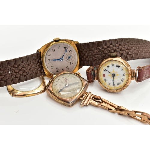 38 - A LADYS 9CT GOLD 'ROLEX' WRISTWATCH AND TWO MID 20TH CENTURY WATCHES, the first a ladys manual wind ... 