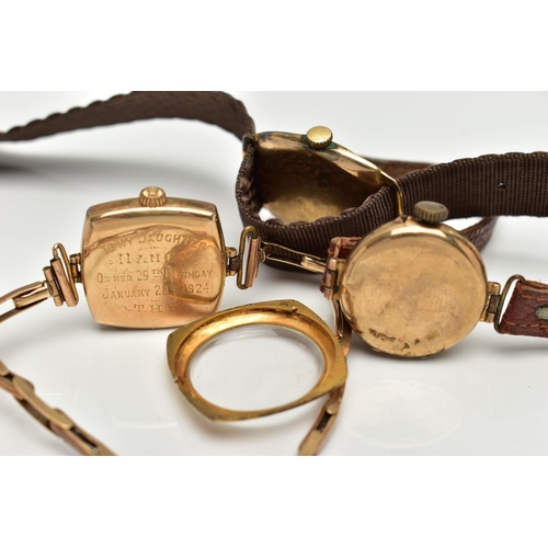 38 - A LADYS 9CT GOLD 'ROLEX' WRISTWATCH AND TWO MID 20TH CENTURY WATCHES, the first a ladys manual wind ... 