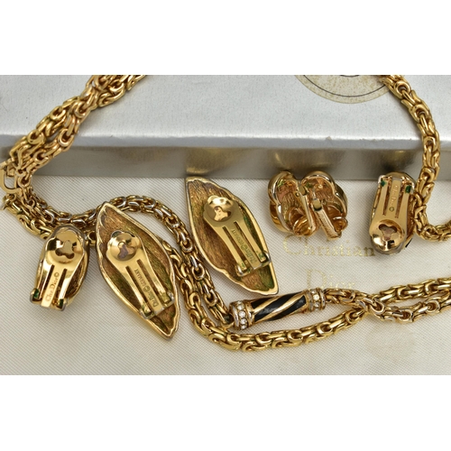 39 - AN ASSORTMENT OF 'CHRISTIAN DIOR' JEWELLERY, the first a long Byzantine chain with four tubular fitt... 