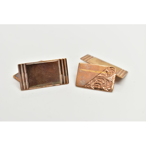 48 - A PAIR OF 9CT GOLD CUFFLINKS, each of a rectangular form, hallmarked 9ct Birmingham, approximate gro... 