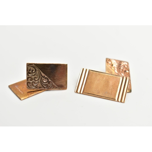 48 - A PAIR OF 9CT GOLD CUFFLINKS, each of a rectangular form, hallmarked 9ct Birmingham, approximate gro... 