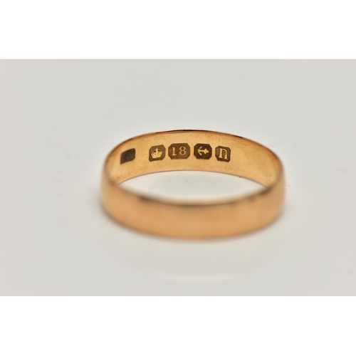 5 - A POLISHED 18CT GOLD BAND RING, band width approximately 4.7mm, hallmarked 18ct Birmingham, ring siz... 