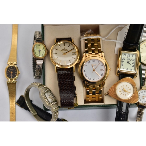 65 - A 'GUCCI' WRISTWATCH AND OTHER ASSORTED WATCHES,  quartz movement, round white dial signed 'Gucci', ... 