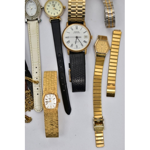 65 - A 'GUCCI' WRISTWATCH AND OTHER ASSORTED WATCHES,  quartz movement, round white dial signed 'Gucci', ... 