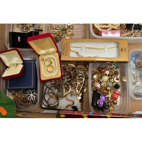 78 - A LARGE BOX OF ASSORTED COSTUME JEWELLERY, to include a ladys 'Rotary' wristwatch, seven additional ... 