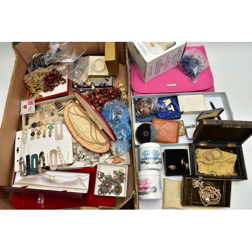 79 - A BOX OF ASSORTED COSTUME JEWELLERY AND OTHER ITEMS, to include a 'Blitz' ultra 2000 jewellery clean... 