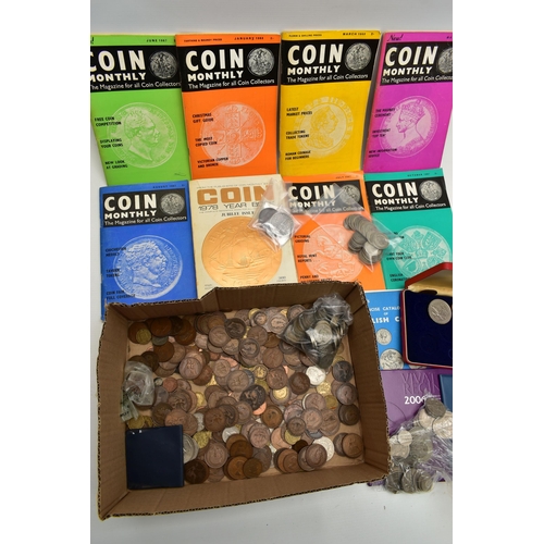 89 - A CARDBOARD BOX OF MAINLY UK COINAGE, to include  a 1671 Charles II Crown coin, third bust, a 1900 V... 