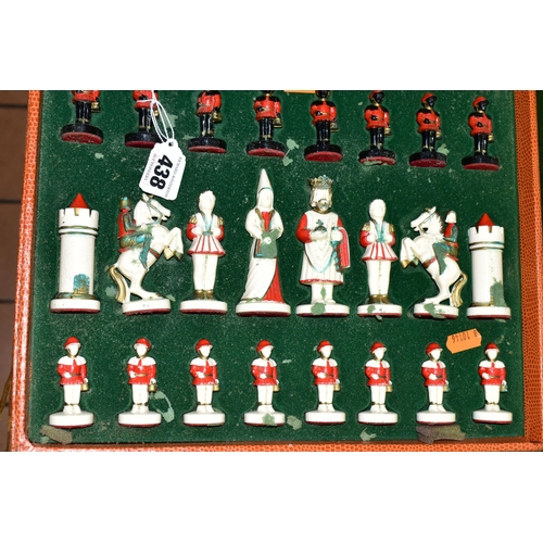 438 - A BOX OF ASSORTED CHESS SETS, PLAYING CARDS AND DOMINOS,  to include two unused sets of Bridge playi... 